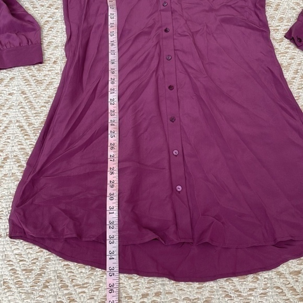 EILEEN FISHER Silk Crepe De Chine POMGR Mandarin Collar Tunic XS NWT $218 - Picture 4 of 9